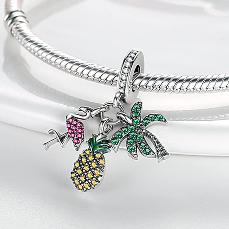 Flamingo, Pineapple, and Palm Charm