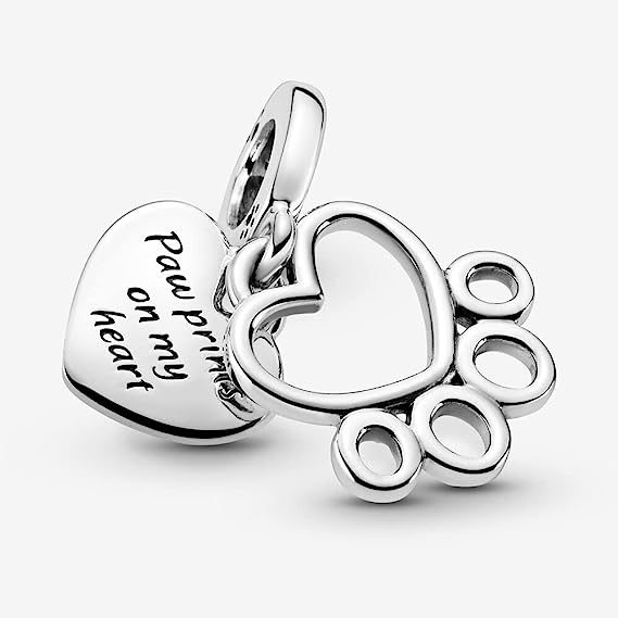 Silver Dog Paw Print Charm