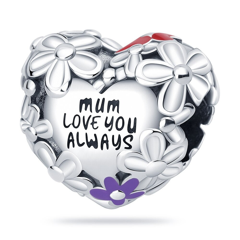 "Mom Love You Always" Heart Charm