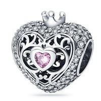 Thumbnail for Pink Heart and Crown Charm