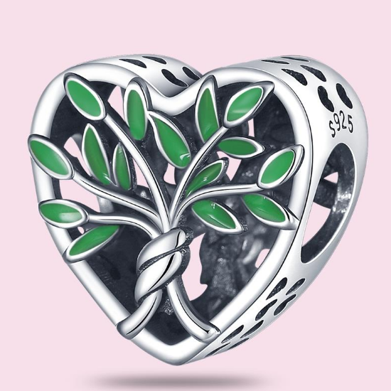 Green Tree Heart Charm