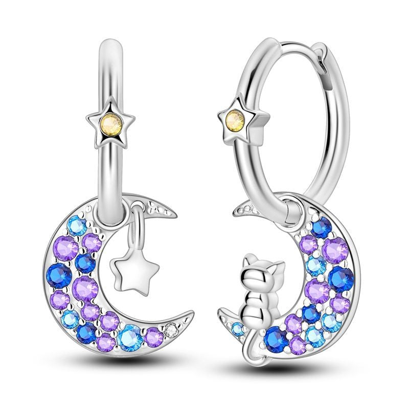 "Kitty Moon and Star" Earrings