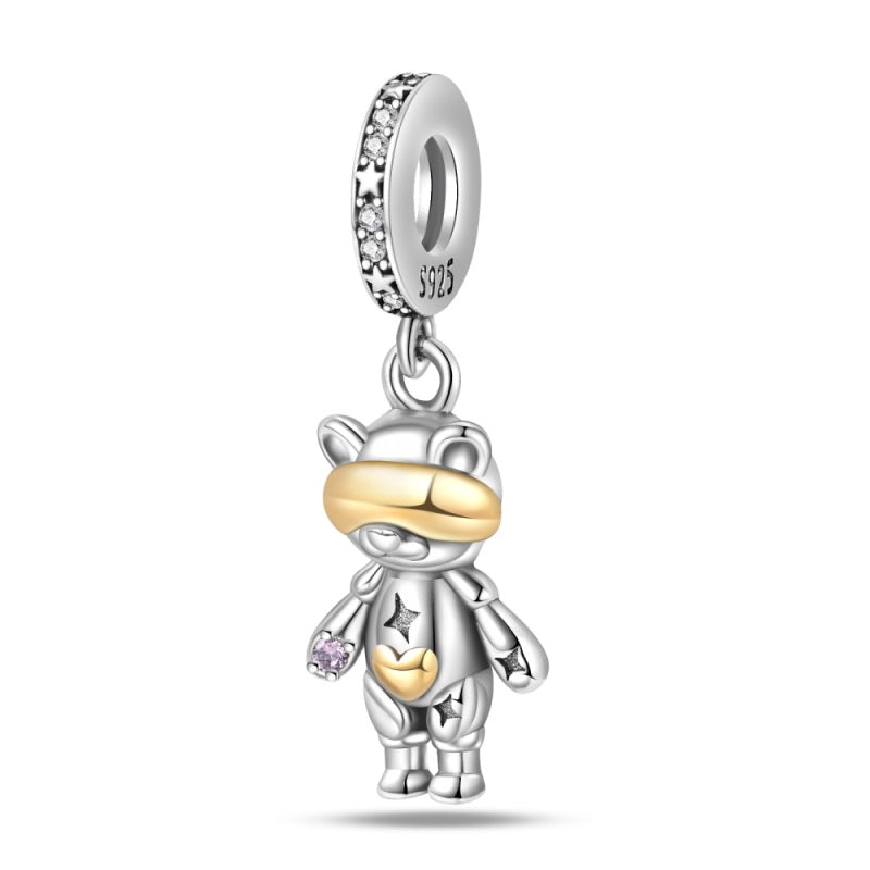 Teddy Bear and Golden Heart Charm