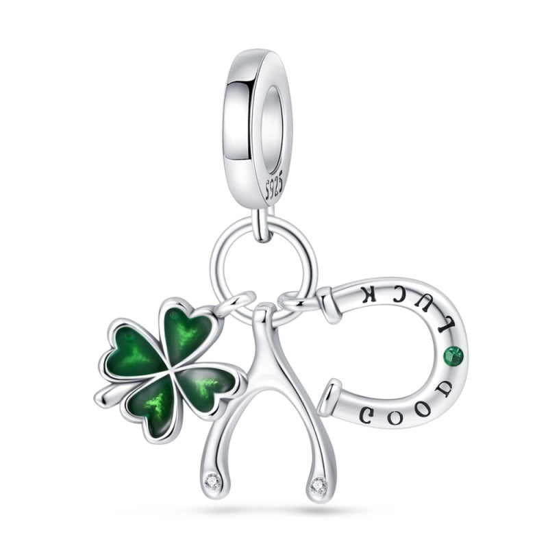 Horseshoe and Clover "Luck" Charm