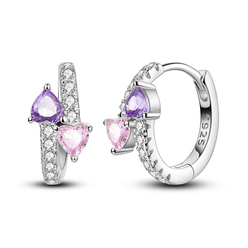 Purple & Pink Heart Earrings