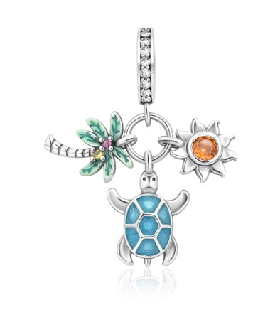 Palm Tree, Turtle, and Shining Sun Charm