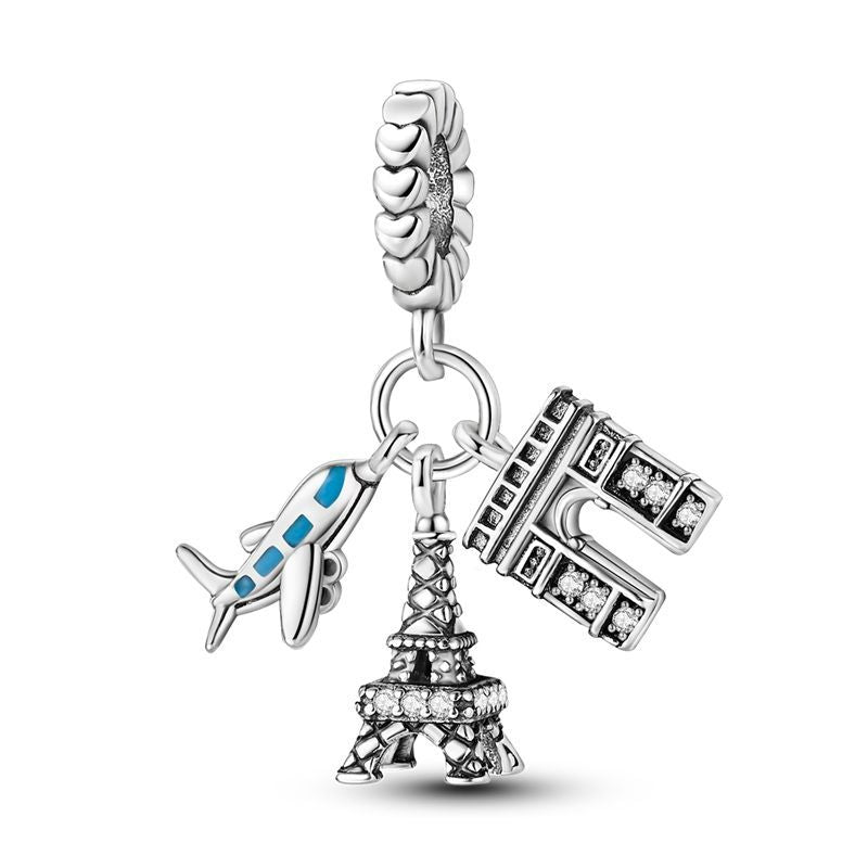 Airplane, Eiffel Tower, and Arc de Triomphe Charm