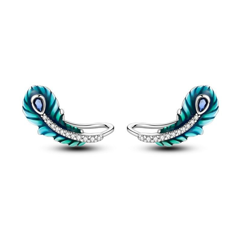 Blue Feather Earrings