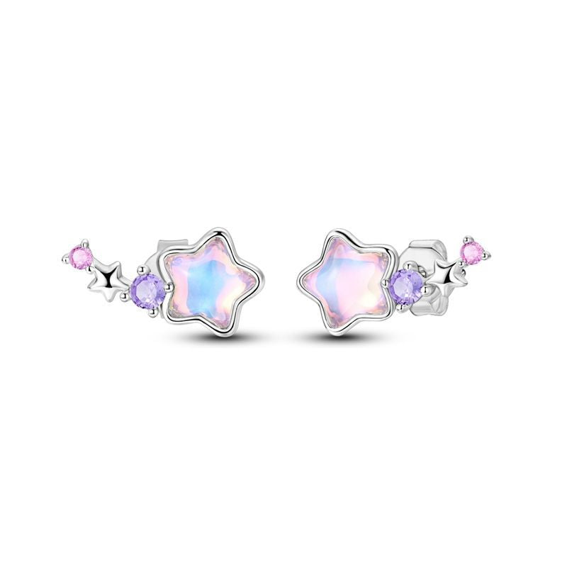 Pink Opal Star Earrings