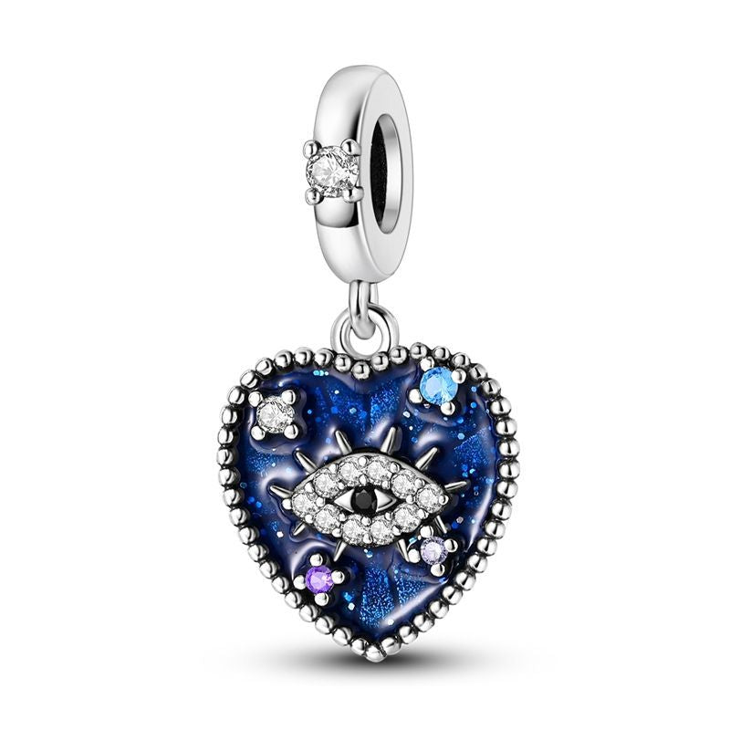 Blue Heart and Evil Eye Charm