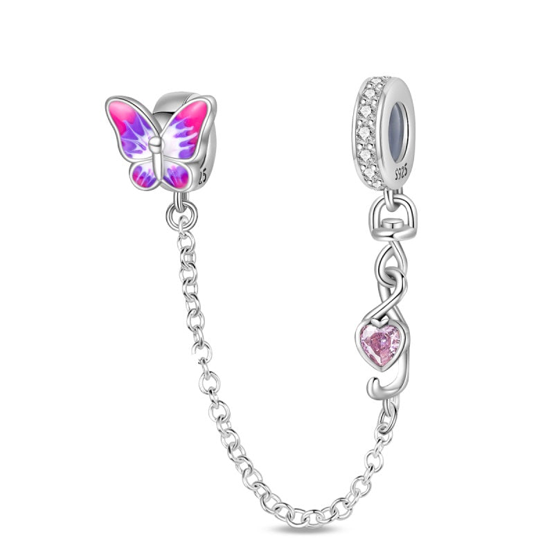 Butterfly and Pink Heart Safety Chain