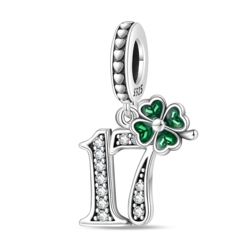 Clover and Number 17 Charm