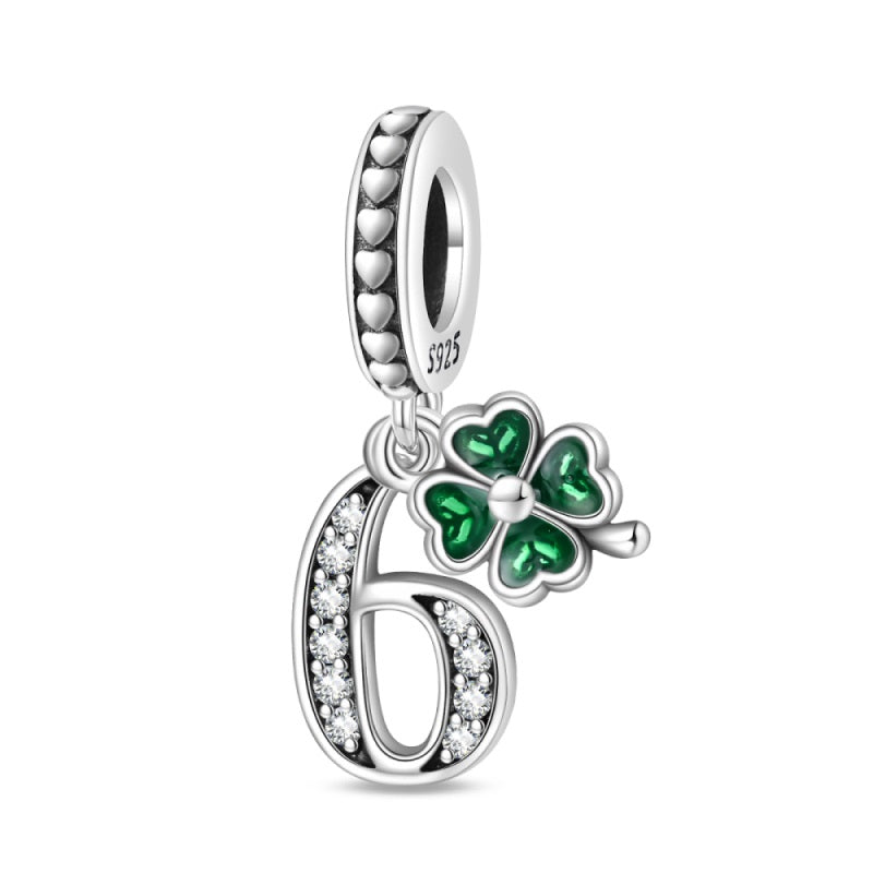 Clover and Number 6 Charm