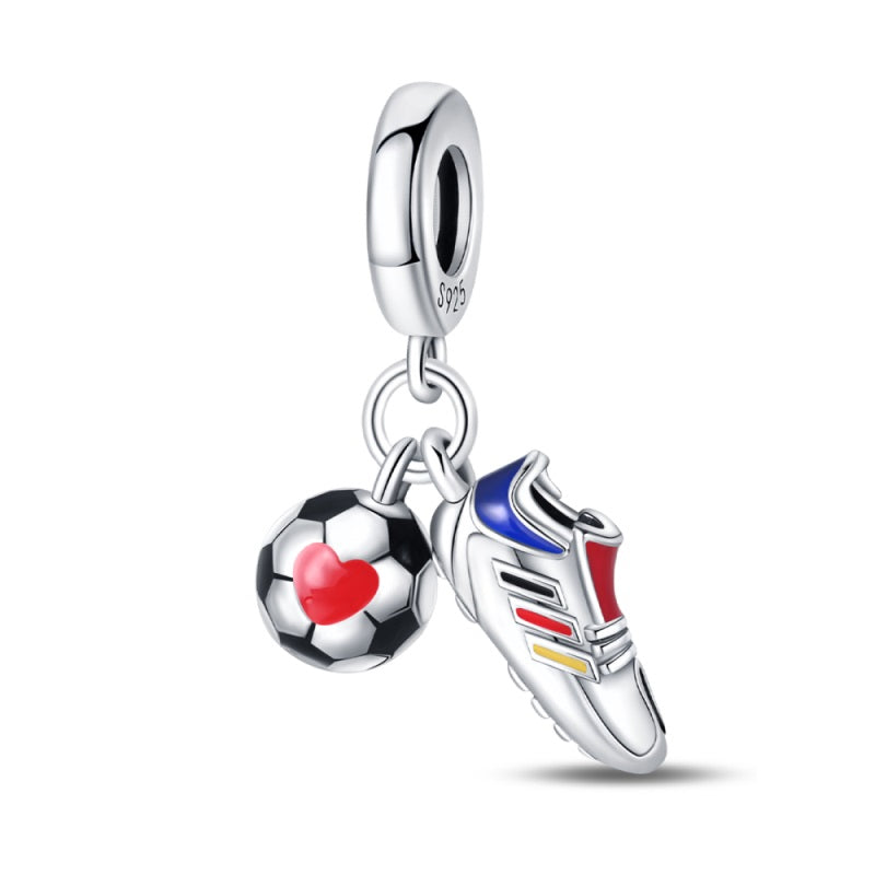 "Love of Sports" Soccer Ball and Tennis Racket Charm