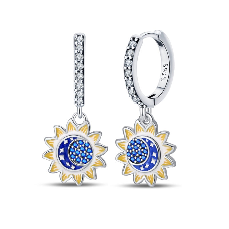 Blue Sun and Moon Earrings