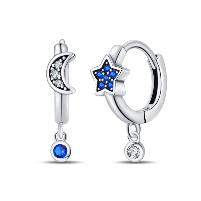 Blue Moon and Star Earrings