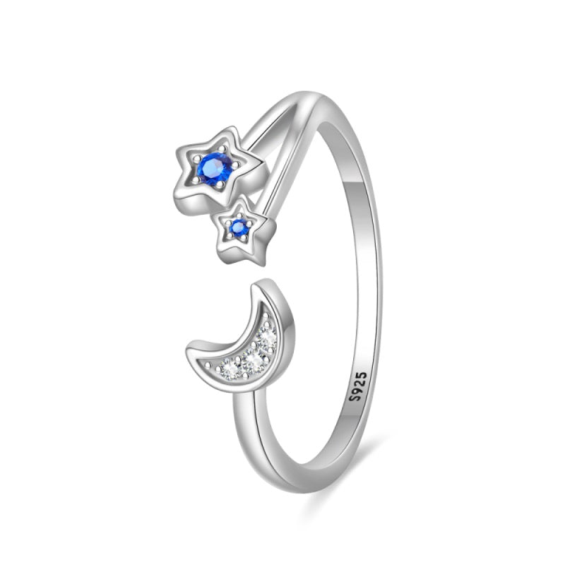 Moon and Stars Blue Ring