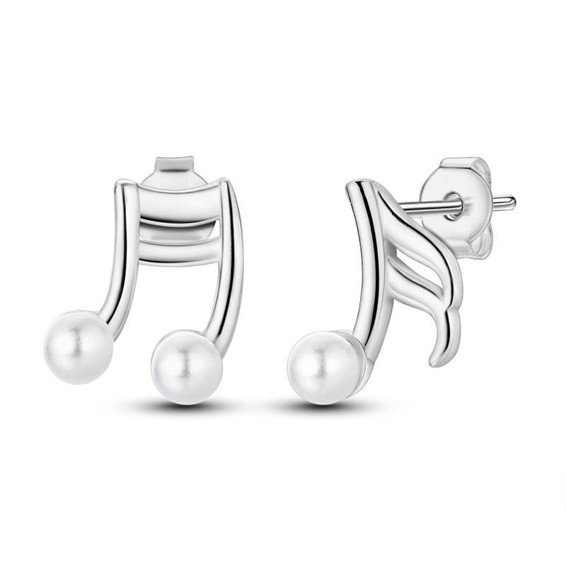 Music Note and Pearl Earrings