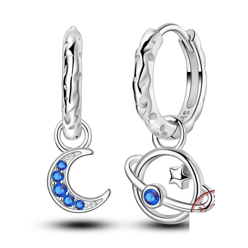 Moon and Starry Saturn Earrings