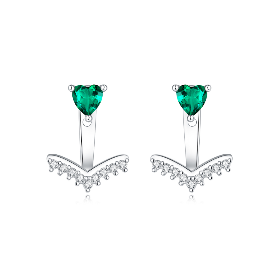 Green Heart Earrings