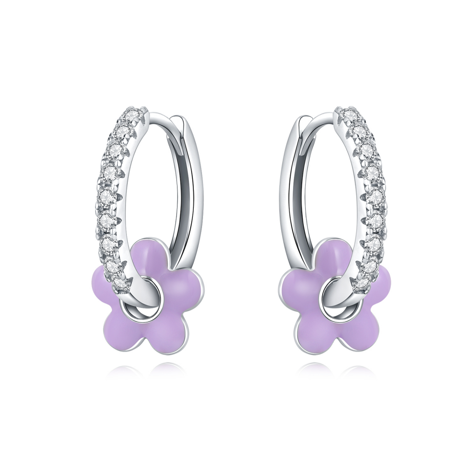 Purple Daisy Earrings