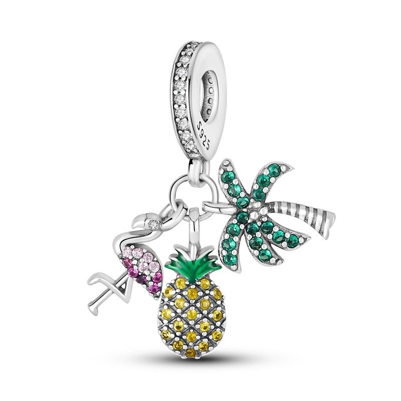 Flamingo, Pineapple, and Palm Charm