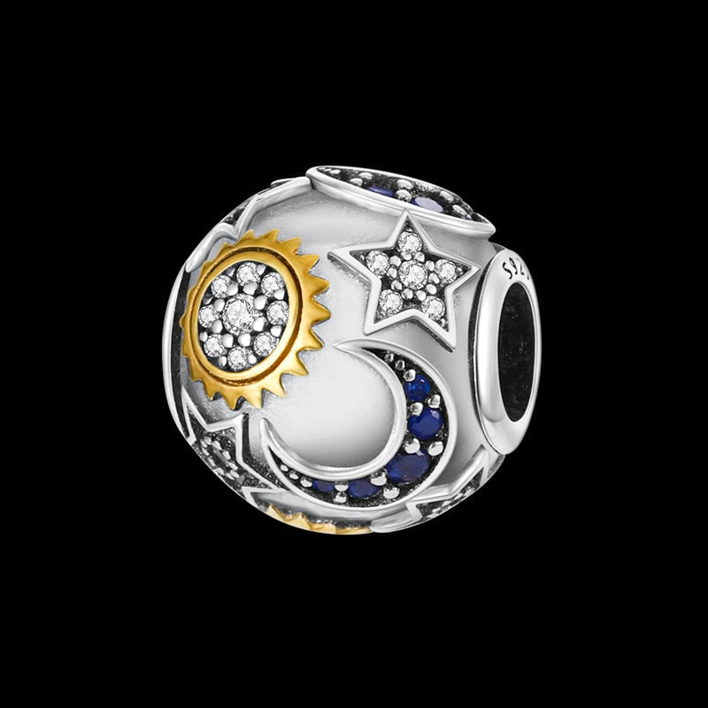 Moon Sphere & Diamond-Studded Stars Charm