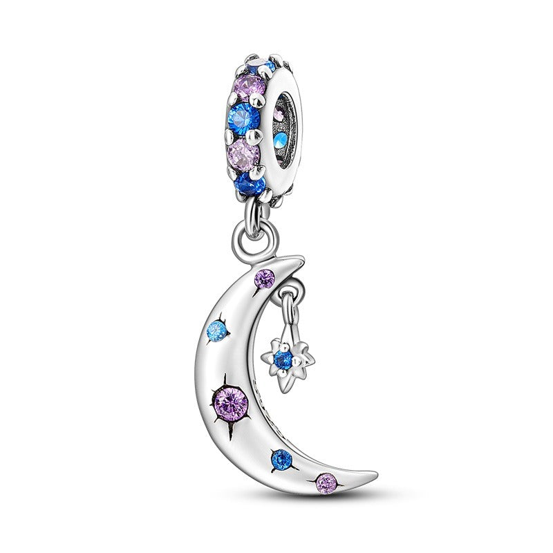 Moon with Gemstones Charm