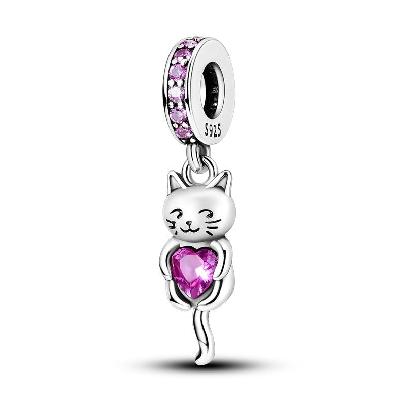 Kitty Charm with Heart Gemstone