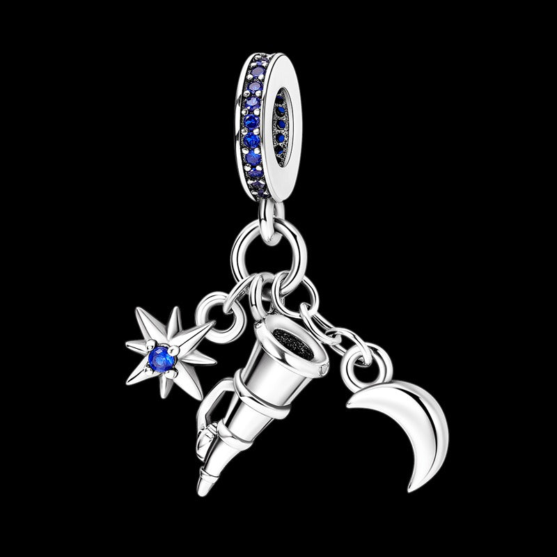 "Sky Moon" Star, Telescope, and Moon Charm