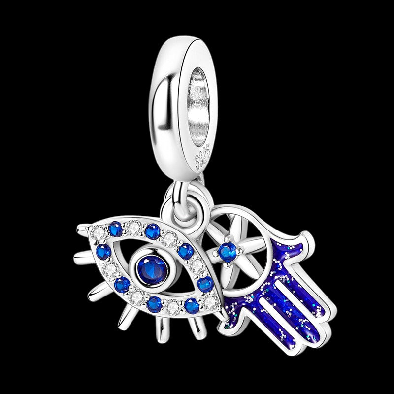 Diamond Turkish Eye and Hamsa Charm