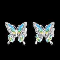 Thumbnail for Tricolor Diamond Butterfly Earrings