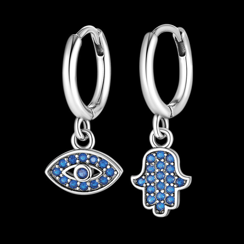 Hamsa Blue Earrings