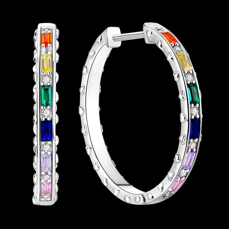 Rainbow Diamond Cut Earrings