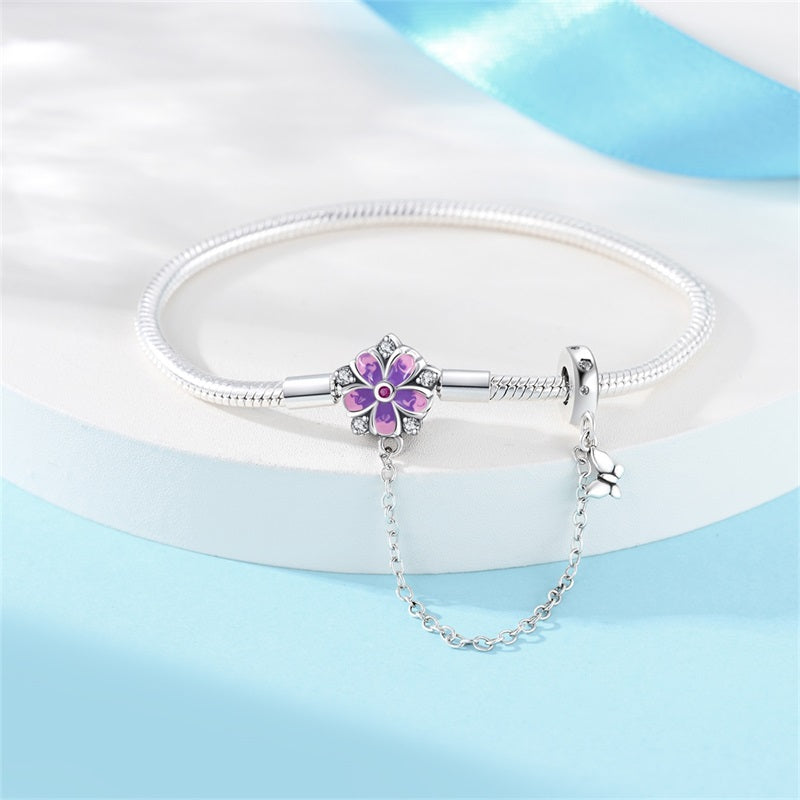 Purple Flower and Butterfly Bracelet