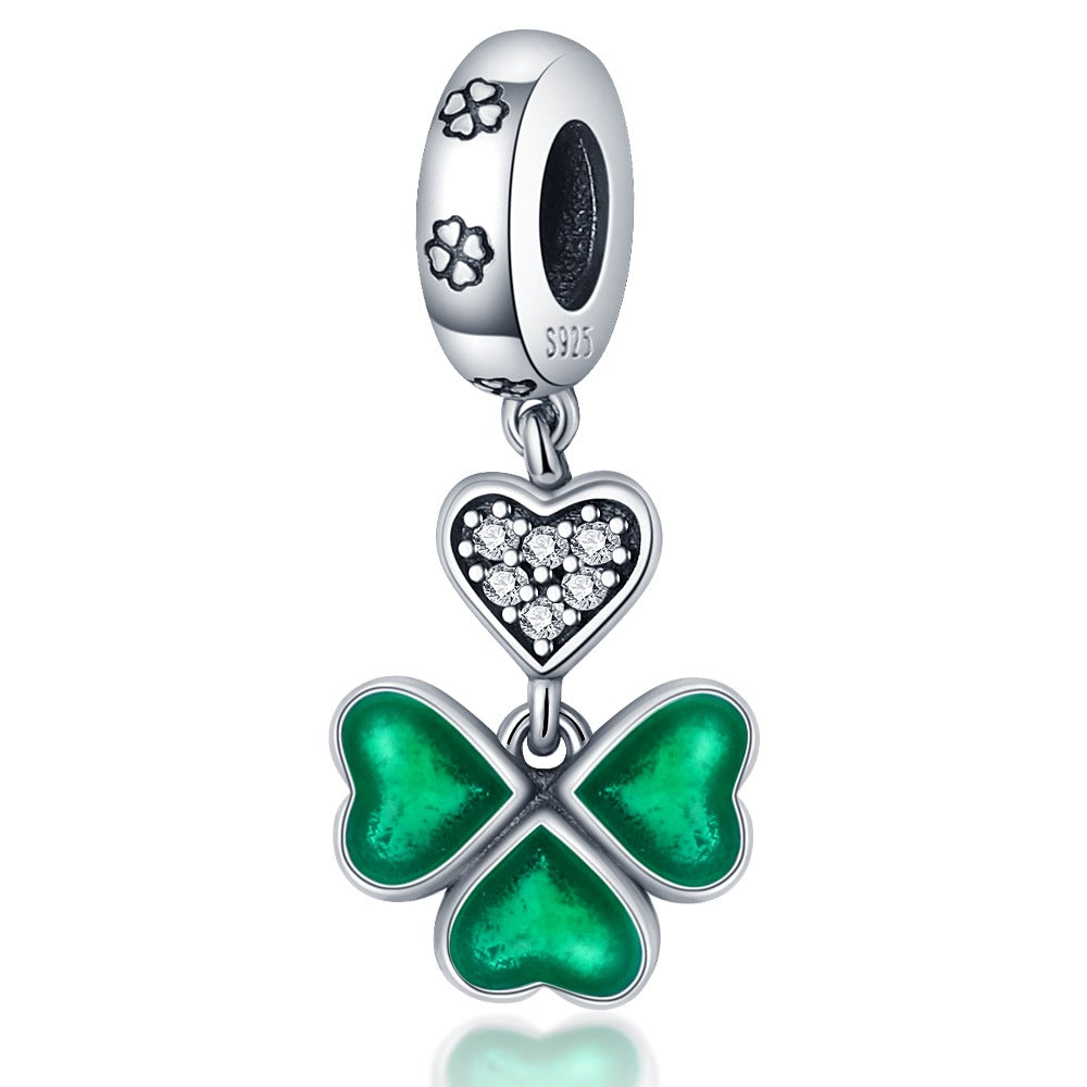 Clover With Green Hearts Charm