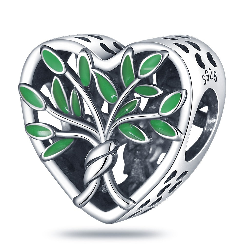 Green Tree Heart Charm