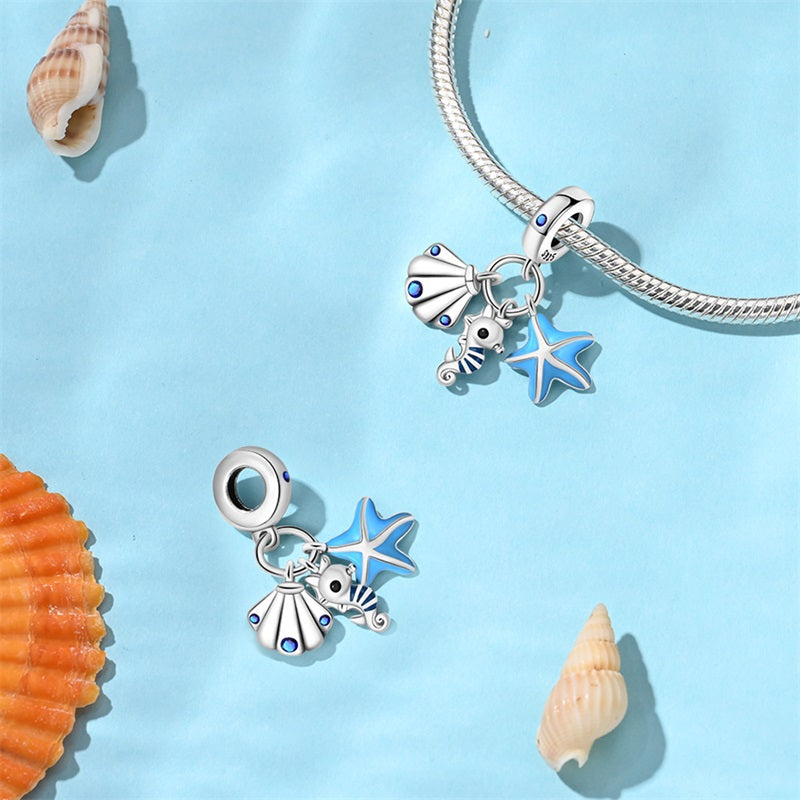 Seahorse, Shell, and Star Charm