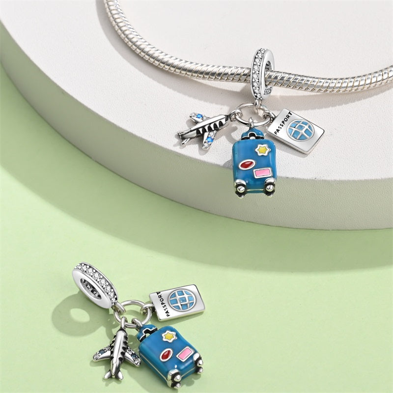 Airplane, Suitcase, and Passport Charm