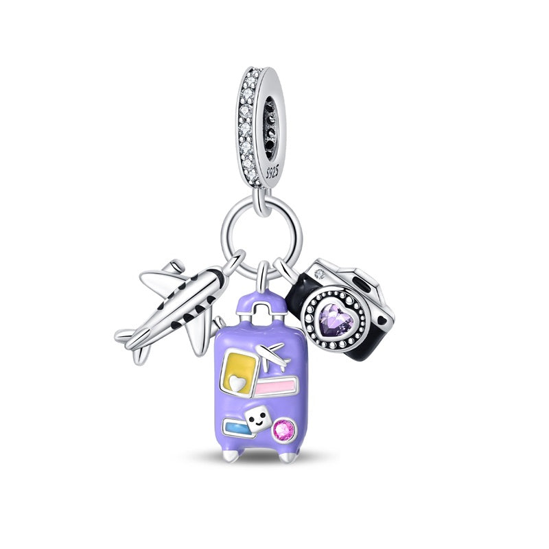 Airplane, Suitcase, and Camera Charm