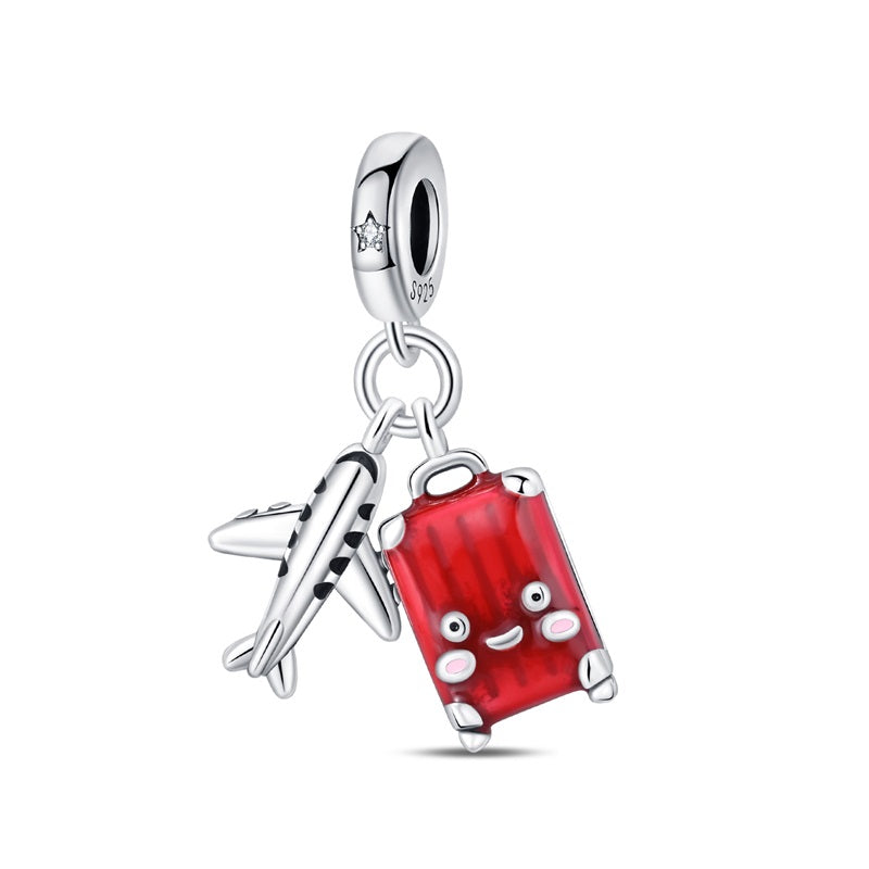 Suitcase and Airplane Charm