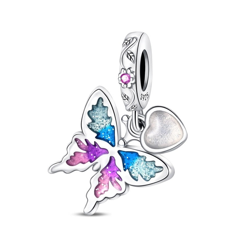 Butterfly and Crystal Heart Charm