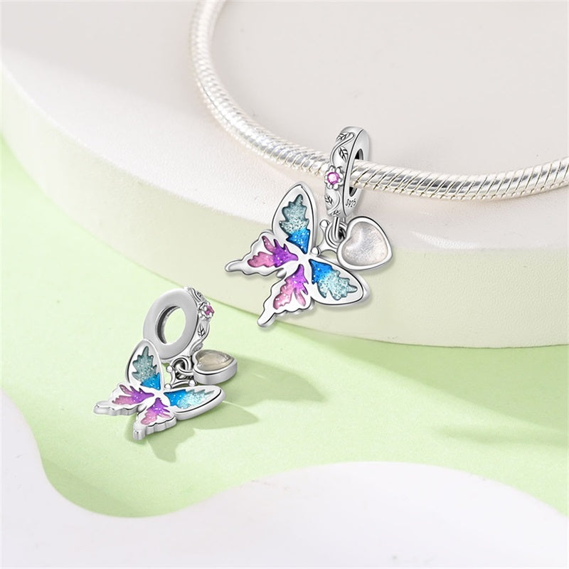 Butterfly and Crystal Heart Charm