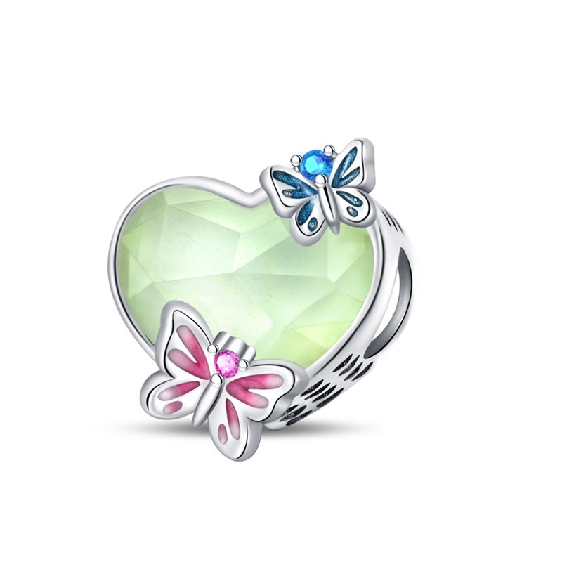 Green Heart and Butterfly Charm