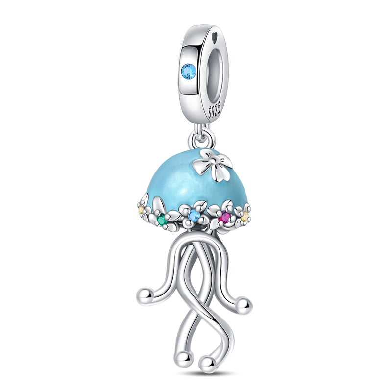 Fluorescent Jellyfish and Flowers Charm