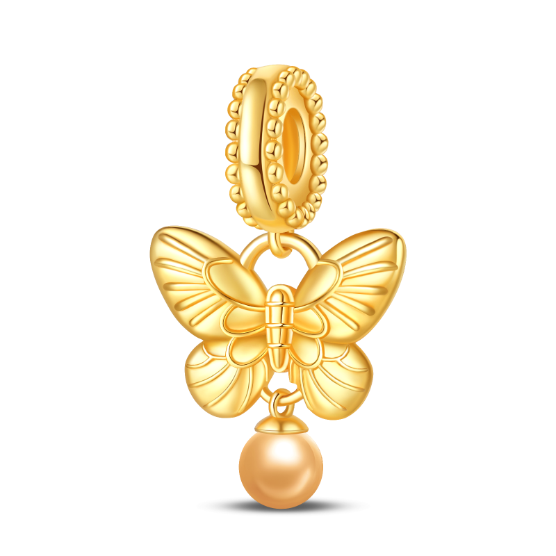 Golden Butterfly and Acorn Charm