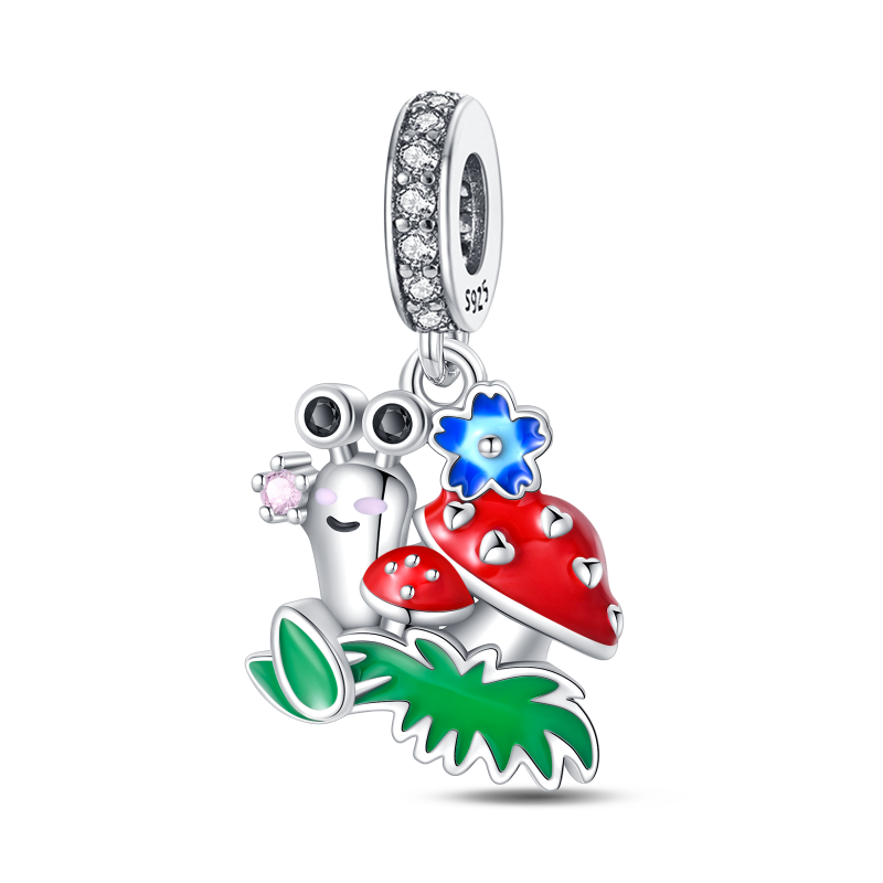 Snail and Mushrooms Charm