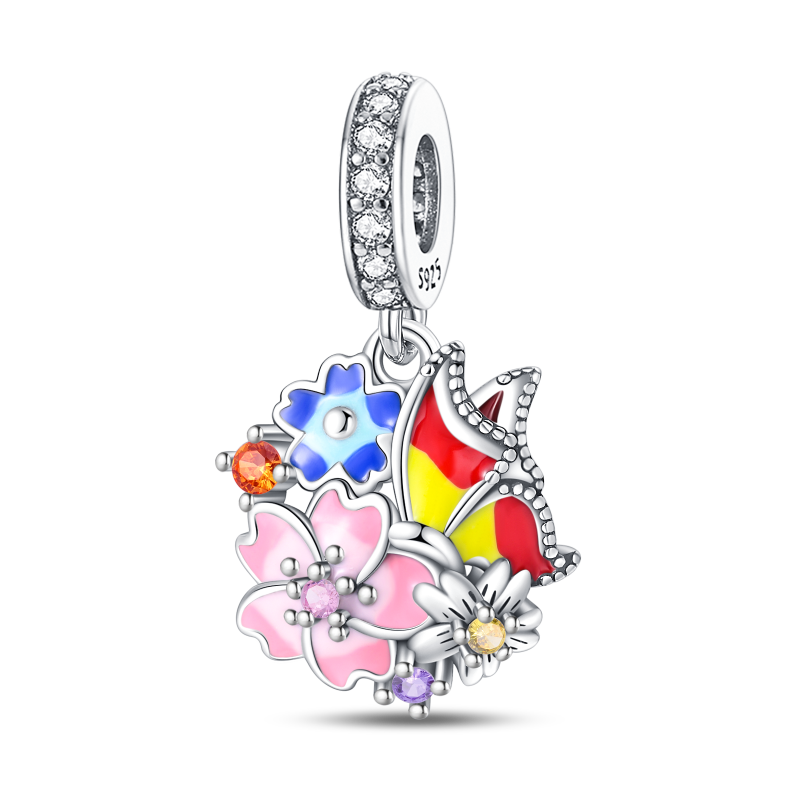 Butterfly and Flower Bouquet Charm