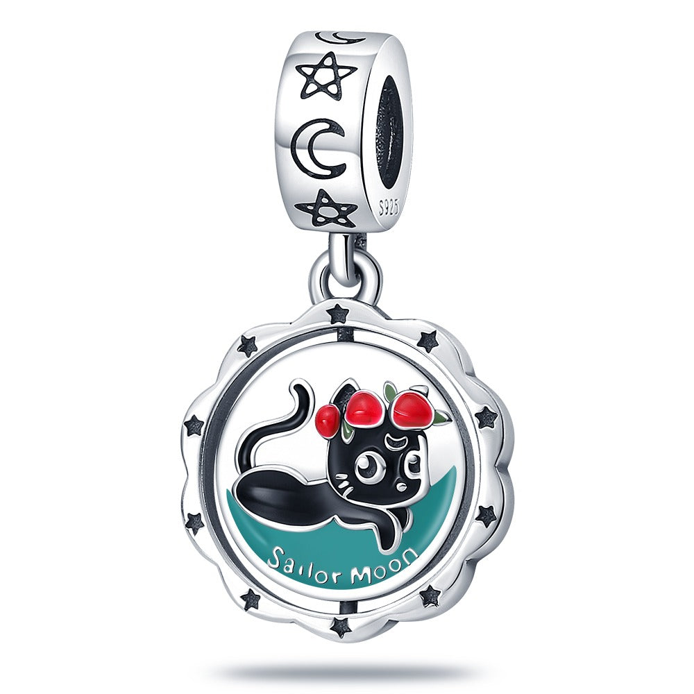 Kitten on Moon Charm