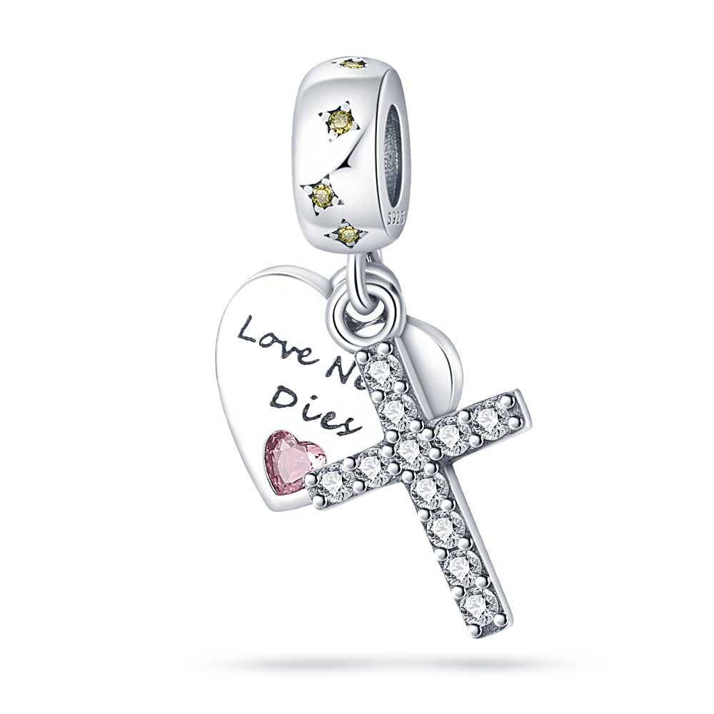 "Diamond-Embellished Cross" Charm